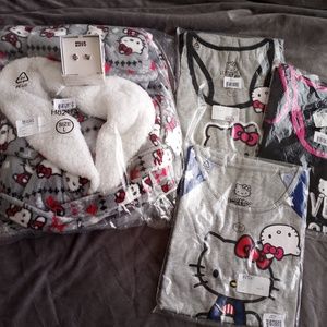 NWT Hello Kitty Savings BUNDLE Robe PJ's Earrings Juniors LARGE NO OFFERS!!